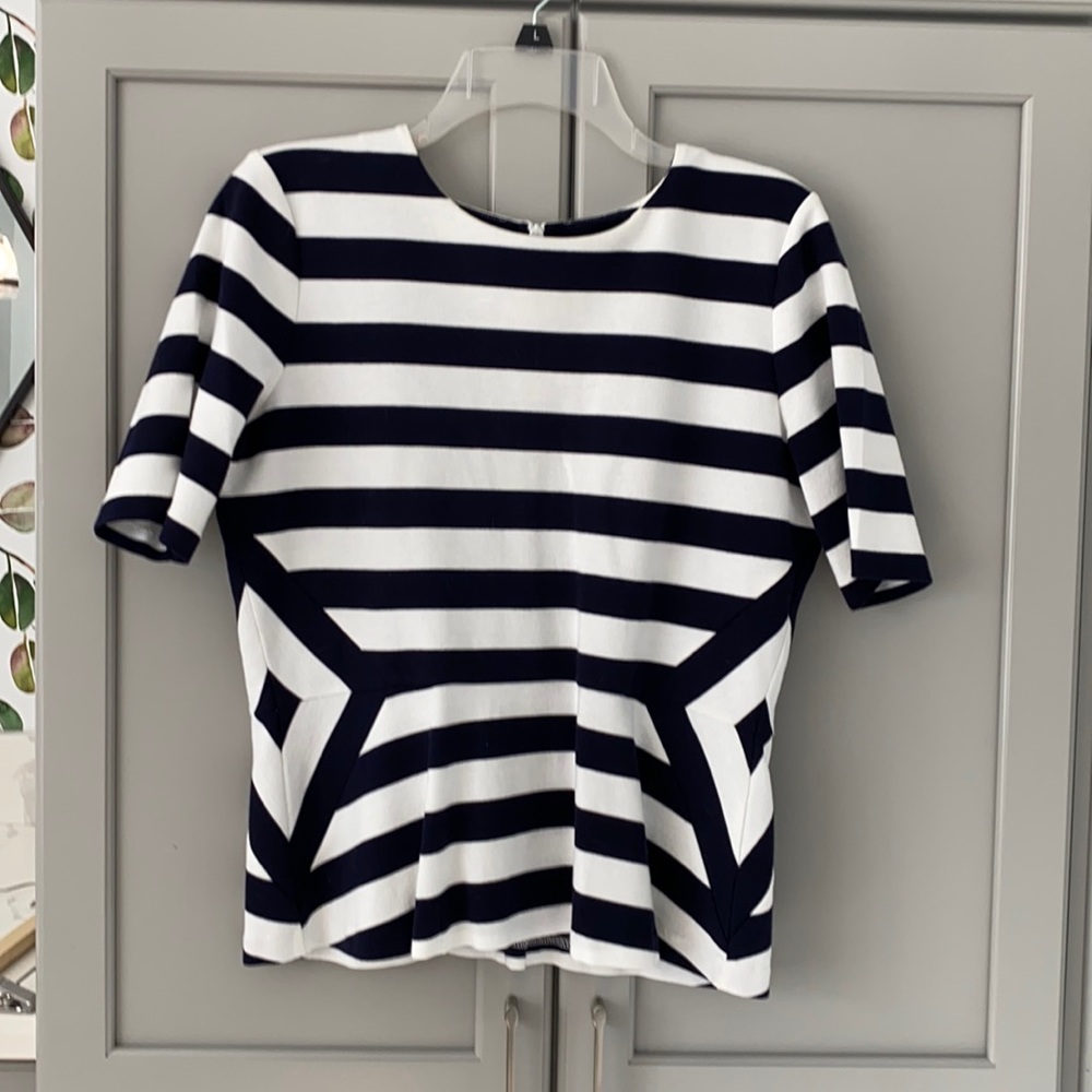 Talbots size medium petite blue and white striped top